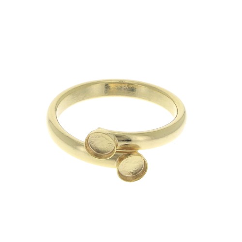 Anillo ajustable doble engastado para cabuchón con base plana 4 mm - Dorado al oro fino x1