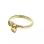 Anillo ajustable doble engastado para cabuchón con base plana 4 mm - Dorado al oro fino x1