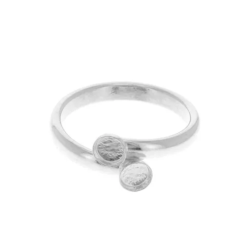 Anillo ajustable doble engastado para cabuchón con base plana 4 mm - chapado en plata finax1