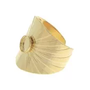 Anillo ancho ajustable engastado para cabuchón con base plana 6 mm - Dorado al oro fino x1