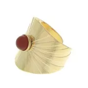 Anillo ancho ajustable engastado para cabuchón con base plana 6 mm - Dorado al oro fino x1