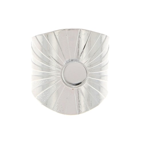 Anillo ancho ajustable engastado para cabuchón con base plana de 6 mm chapado en plata finax1