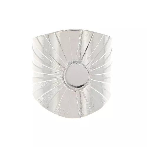 Anillo ancho ajustable engastado para cabuchón con base plana de 6 mm chapado en plata finax1