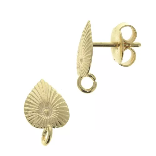 Pendientes hoja con anilla abierta 12x8 mm - Dorado al oro fino x2