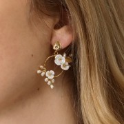 Pendientes hoja con anilla abierta 12x8 mm - Dorado al oro fino x2