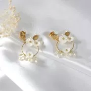 Pendientes hoja con anilla abierta 12x8 mm - Dorado al oro fino x2