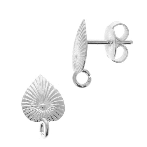 Pendientes hoja con anilla abierta 12x8 mm - chapado en plata fina x2