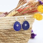 Pendientes hoja con anilla abierta 12x8 mm - chapado en plata fina x2