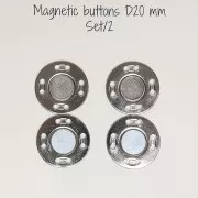 Surtido de 2 botones imantados para coser 20 mm - Plateado