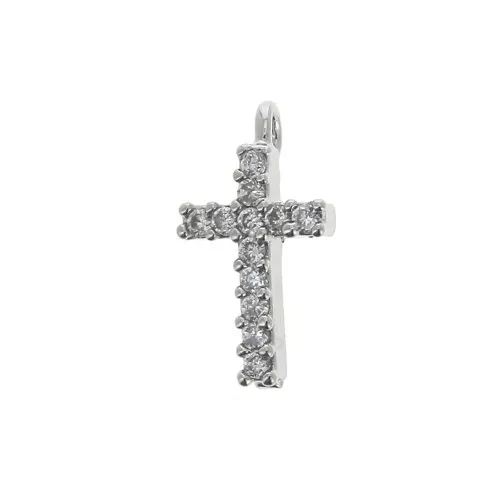 Dije cruz con óxido de zirconio 11x6 mm - Rodiado - Crystal x1