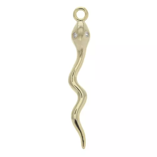 Colgante serpiente con 2 óxido de zirconio 28x3.3 mm Dorado con oro fino x1