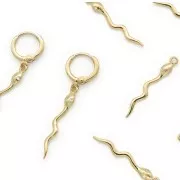 Colgante serpiente con 2 óxido de zirconio 28x3.3 mm Dorado con oro fino x1