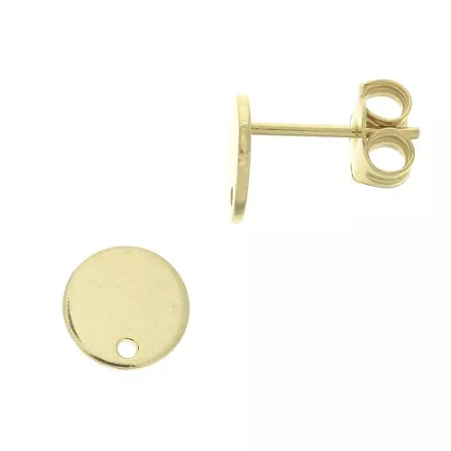 Pendientes disco con agujero 8 mm - Dorado con oro fino x2