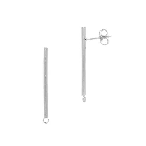 Pendientes barra con anilla cerrada 23x2 mm - Rodiado x2