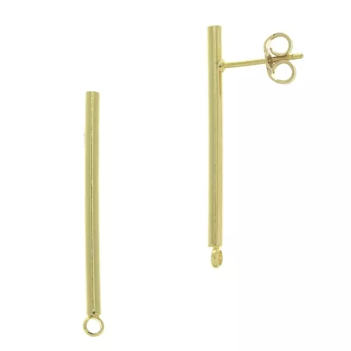 Pendientes barra con anilla cerrada 33x2 mm - Dorado con oro fino x2