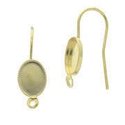 Ganchos de pendientes ovalados para cabuchón 8x6 mm con anilla cerrada - Dorado x2|raw }}