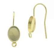 Ganchos de pendientes ovalados para cabuchón 8x6 mm con anilla cerrada - Dorado x2