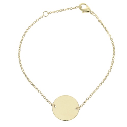 Pulsera fina eslabón Forçat entrepieza redonda 18.5  Chapado de Oro 3 micras x1