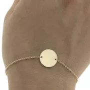 Pulsera fina eslabón Forçat entrepieza redonda 18.5  Chapado de Oro 3 micras x1