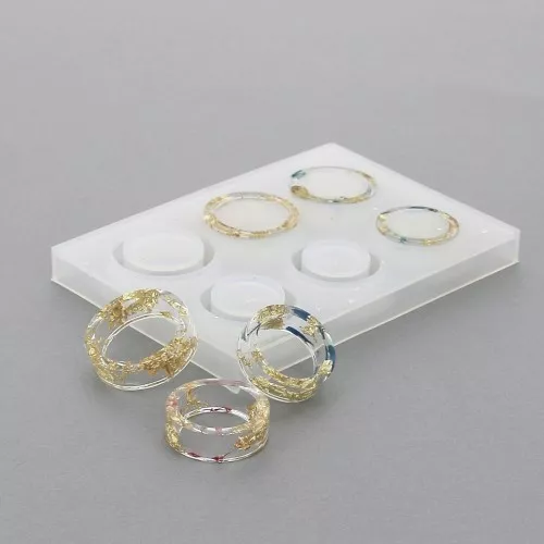 Molde de silicona para hacer 6 anillas anchos de resina x1