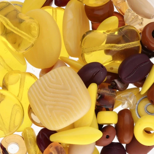 Surtido de cuentas de Boemia amarillo x50g
