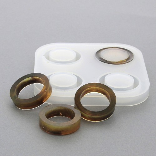 Molde silicona para hacer 4 anillas anchos de resina x1