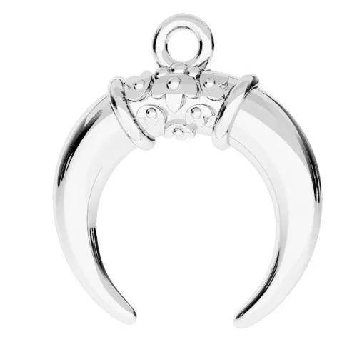 Dije cuerno media luna motivo flor 17x14.5 mm de Plata 925 x1