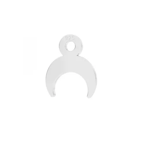 Dije mini cuerna media luna 8.5x7 mm de Plata 925 x1