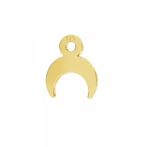 Dije mini cuerna media luna 8.5x7 mm de Plata 925 Dorado al oro fino x1