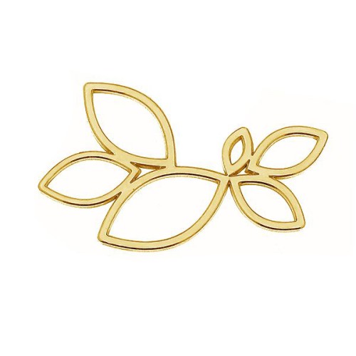 Entrepieza - colgante hojas calados 22x14mm - Plata 925 Dorado al oro fino x1