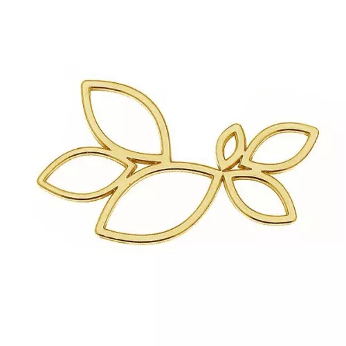 Entrepieza - colgante hojas calados 22x14mm - Plata 925 Dorado al oro fino x1