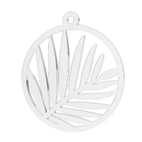 Colgante redondo hoja de palmera calado 20x18 mm - Plata 925 x1