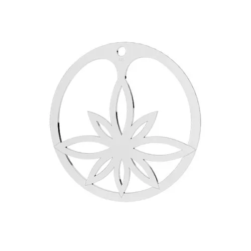 Colgante redondo flor de loto calado 30 mm - Plata 925 x1