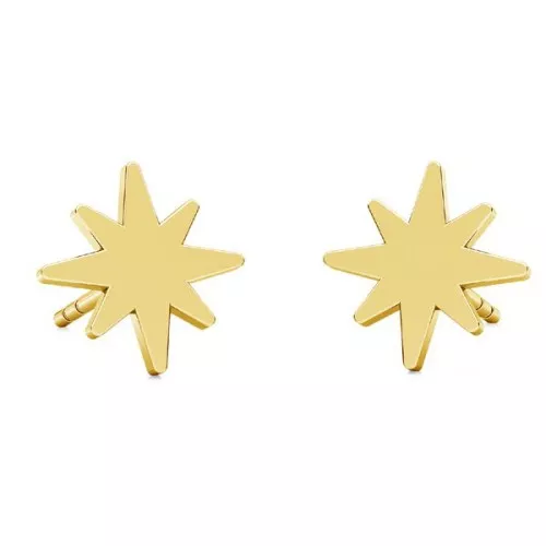 Pendientes estrellas del Norte 8 mm de Plata 925 Dorado al oro fino x2