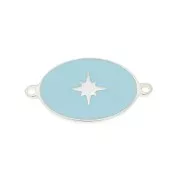 Entrepieza ovalado estampado estrella de resina epoxi 19x11 mm - Azul - Plata 925 x1