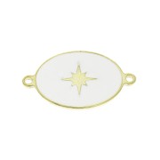 Entrepieza ovalado estampado estrella de resina epoxi 19x11mm Blanc - Plata 925 Dorado x1|raw }}