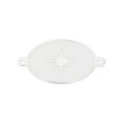 Entrepieza ovalado estampado estrella de resina epoxi 19x11 mm - Blanc - Plata 925 x1
