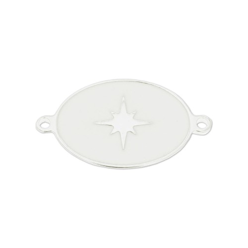 Entrepieza ovalado estampado estrella de resina epoxi 19x11 mm - Blanc - Plata 925 x1