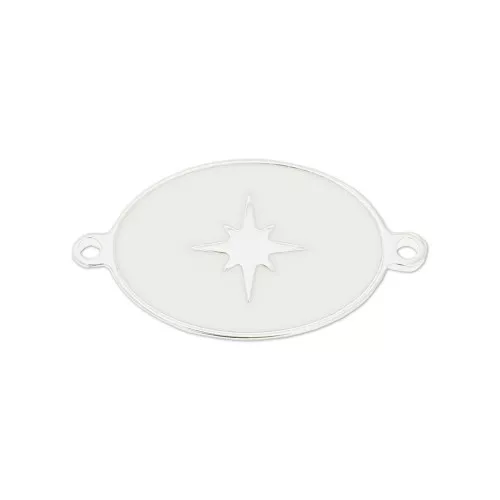 Entrepieza ovalado estampado estrella de resina epoxi 19x11 mm - Blanc - Plata 925 x1