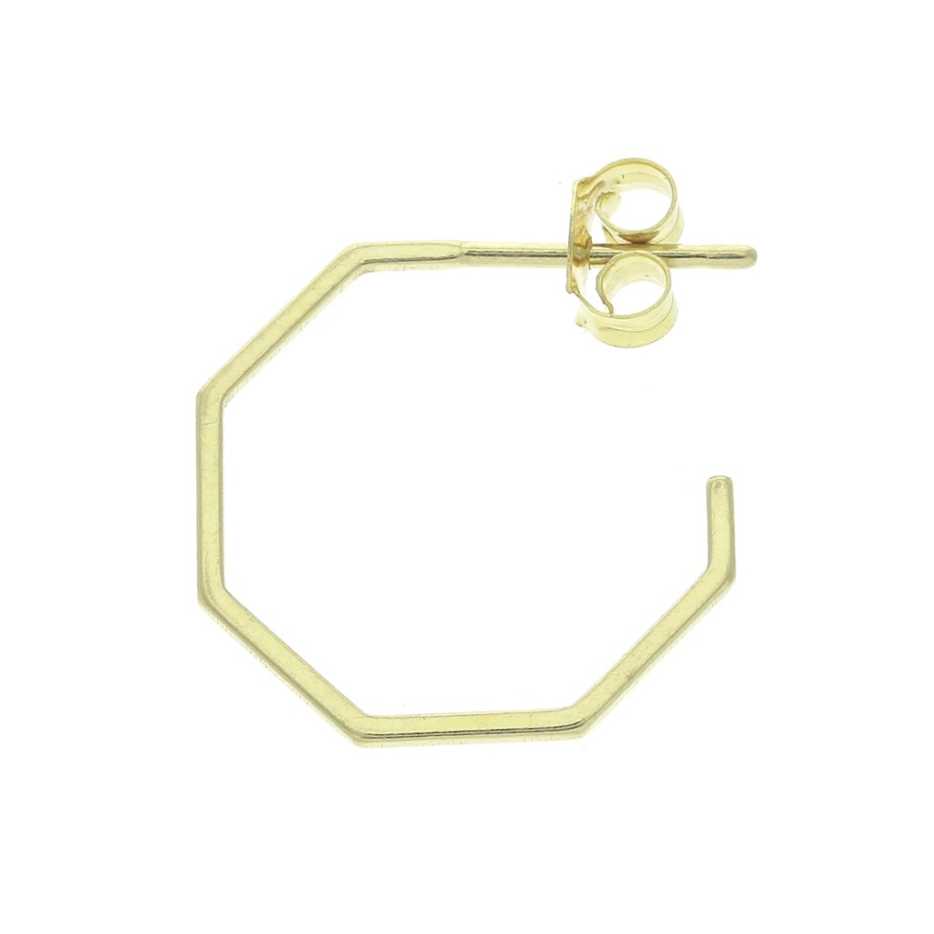 Pendientes Aros hexagonales 18 de Plata 925 Dorado - &