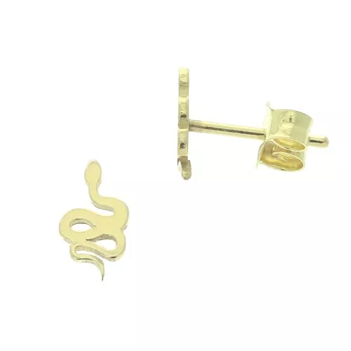 Ganchos pendientes serpiente 9x5 mm de Plata 925 Dorado x2