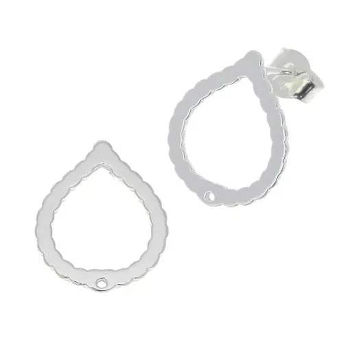 Pendientes gotas con un agujero 16x13 mm de Plata 925 x2