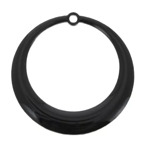 Colgante redondo calado de resina epoxi 28 mm - Negro x4