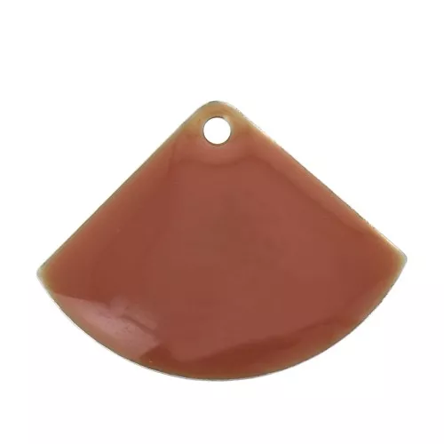 Dijes abanico de latón y resina epoxi 15x20 mm Terracotta x4