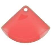 Dijes abanico de latón y resina epoxi 15x20 mm Coral x4|raw }}