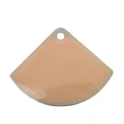 Dijes abanico de latón y resina epoxi 15x20 mm Light rosa x4