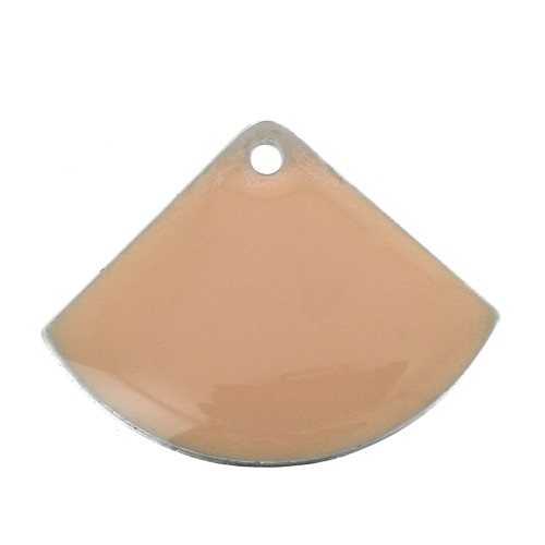 Dijes abanico de latón y resina epoxi 15x20 mm Light rosa x4