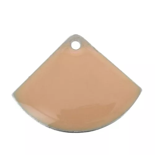 Dijes abanico de latón y resina epoxi 15x20 mm Light rosa x4