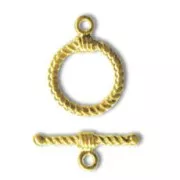 Cierre de aro y barrita espiral 16 mm Dorado con oro fino x1