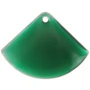Dijes abanico de latón y resina epoxi 15x20 mm Verde sapin x4